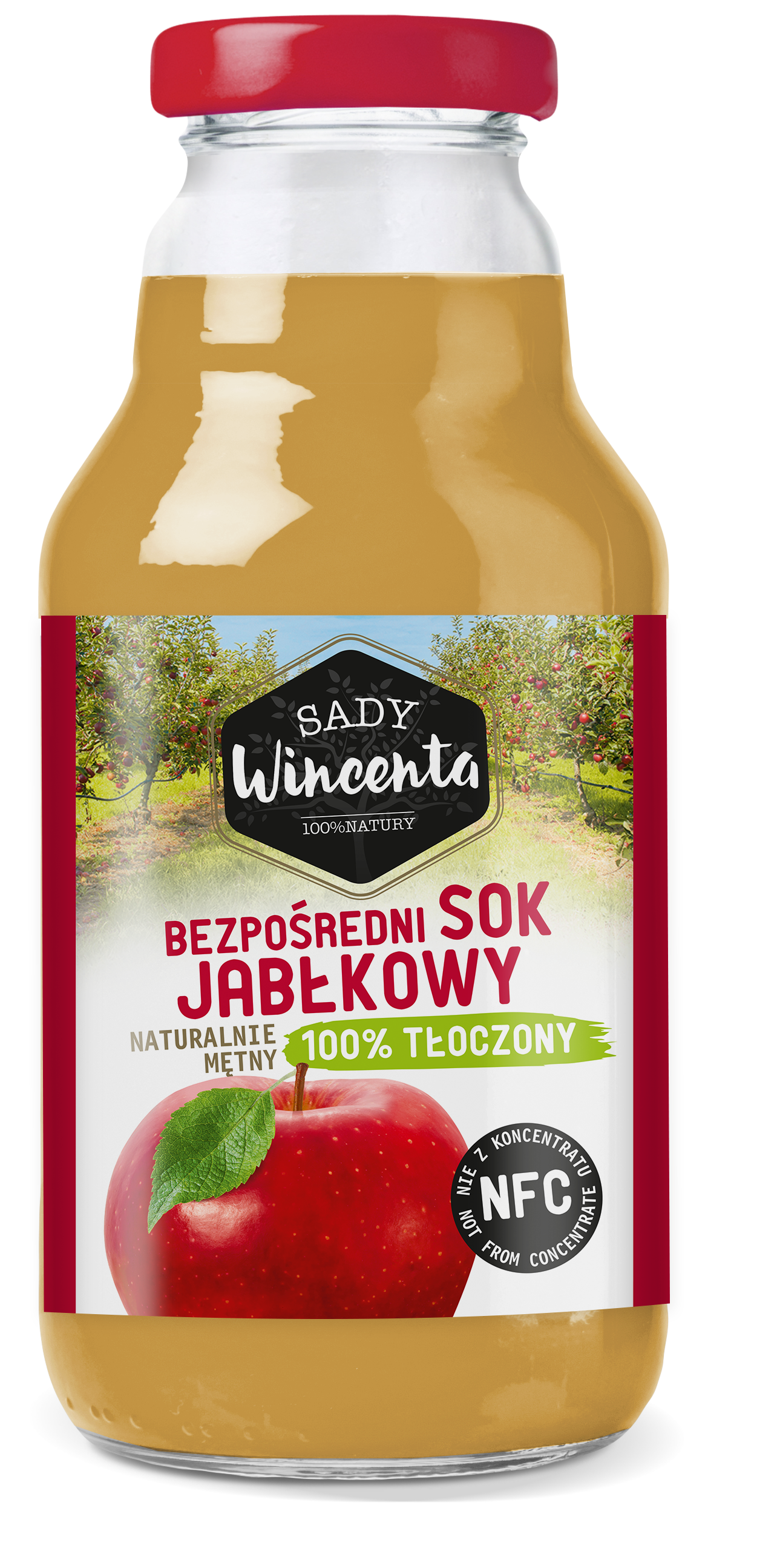 Sok jabłkowy w butelce tłoczony