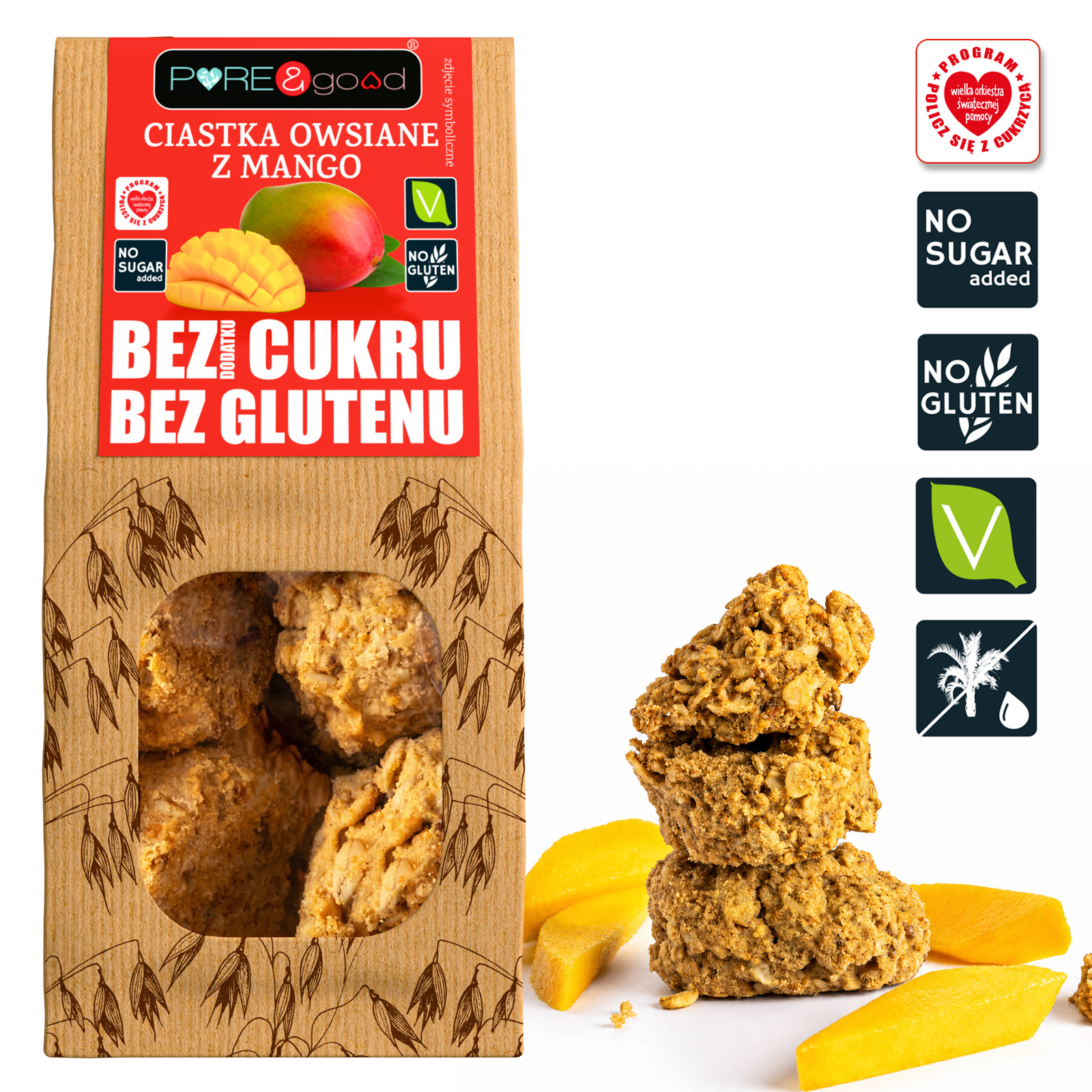 Ciastka owsiane z mango bez glutenu bez dodatku cukru