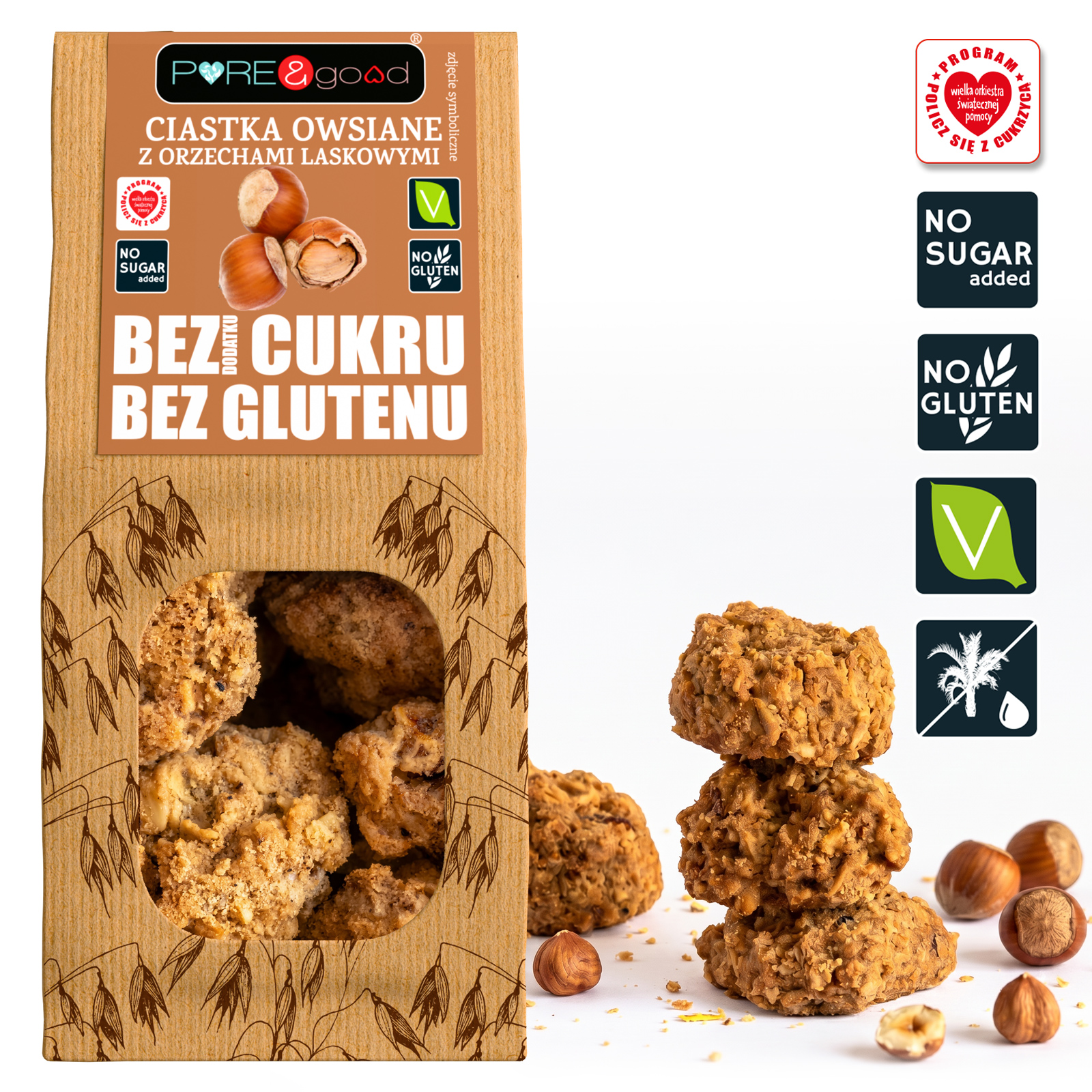 Ciastka owsiane z orzechami laskowymi bez glutenu