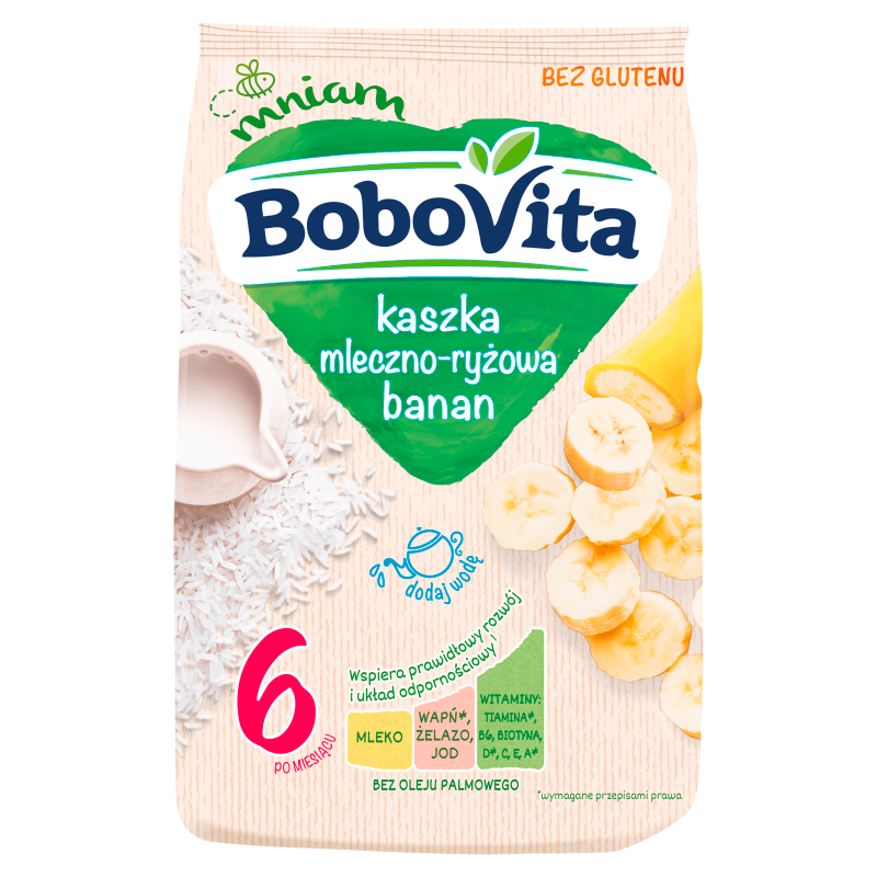 Kaszka mleczno-ryżowa o smaku bananowym bezglutenowa - po 6 miesiącu