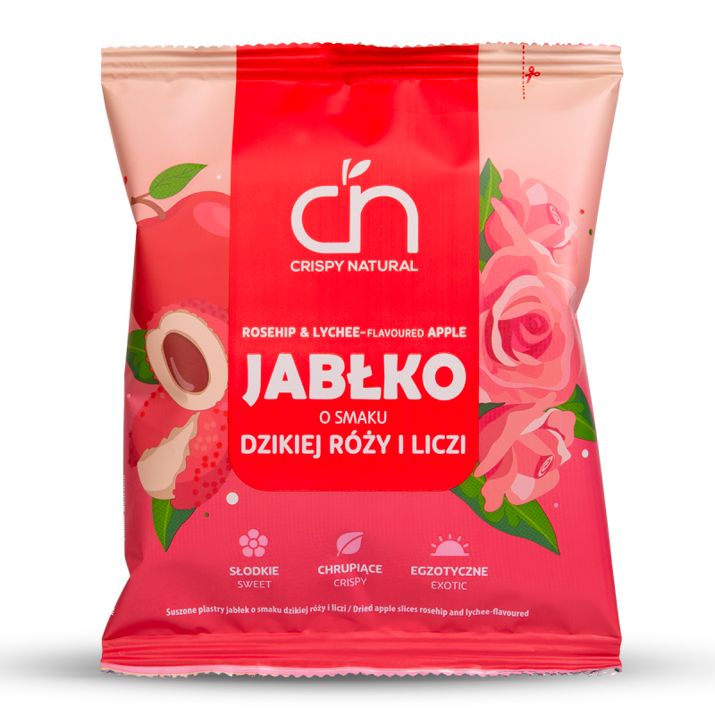 Jabłko suszone o smaku dzikiej róży i liczi