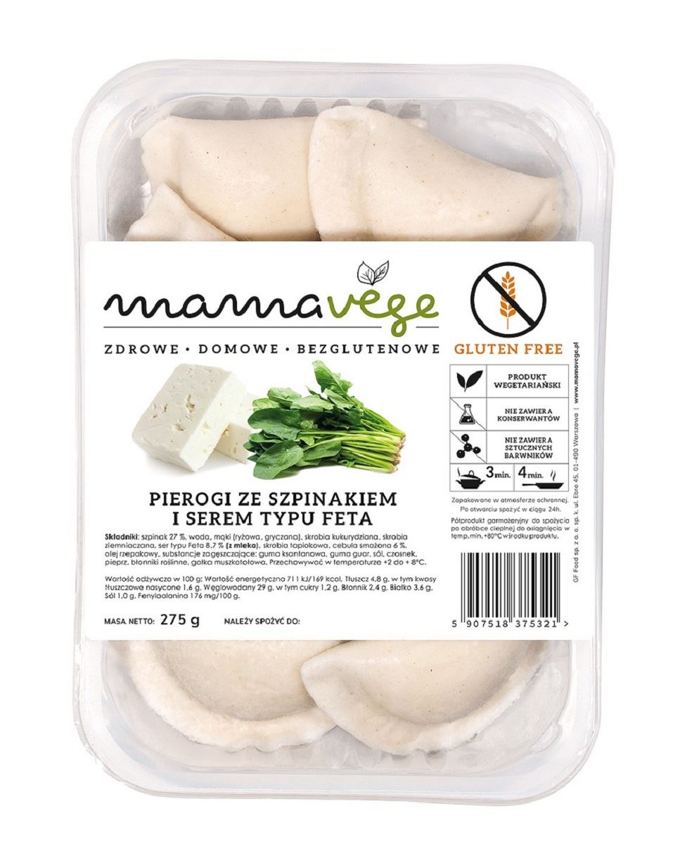 Pierogi ze szpinakiem i serem typu feta