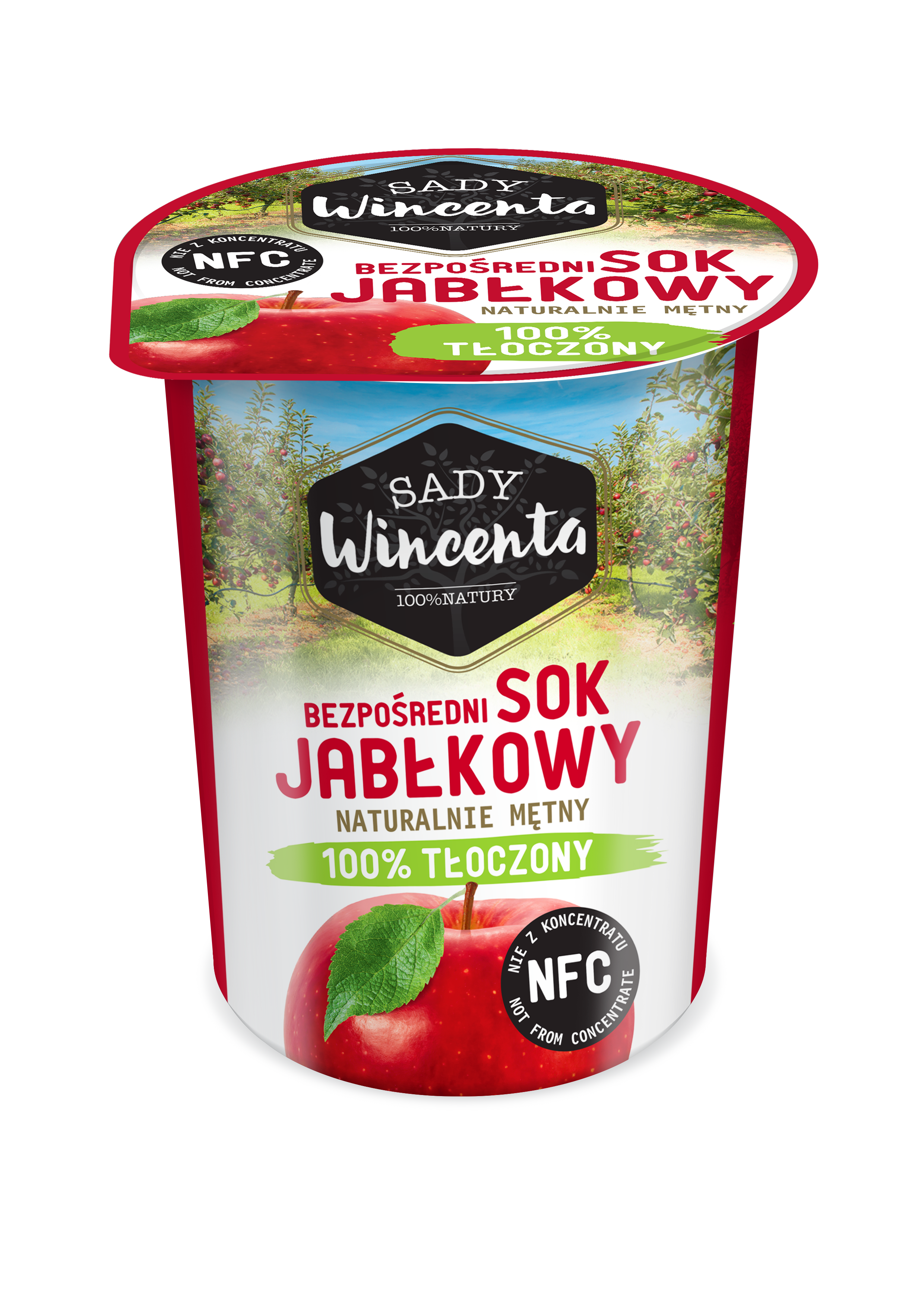 Sok jabłkowy w kubku tłoczony