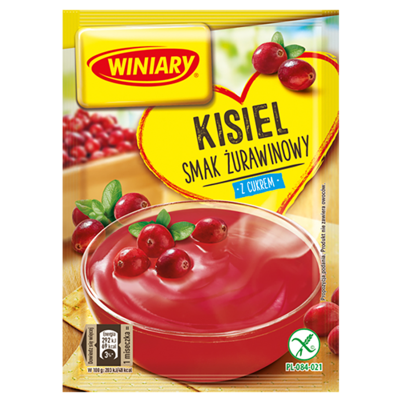 Kisiel o smaku żurawinowym (z cukrem) bezglutenowy