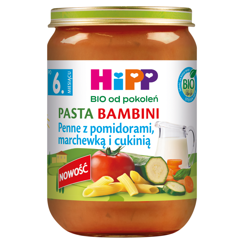 Penne z pomidorami marchewką i cukinią po 6 miesiącu