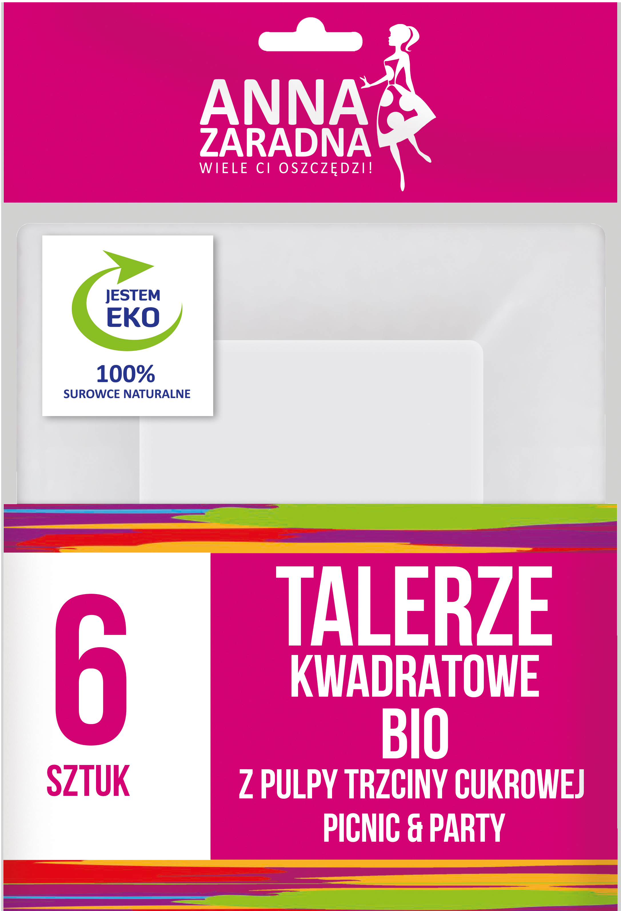 Talerze z trzciny cukrowej 6 szt. kwadratowe