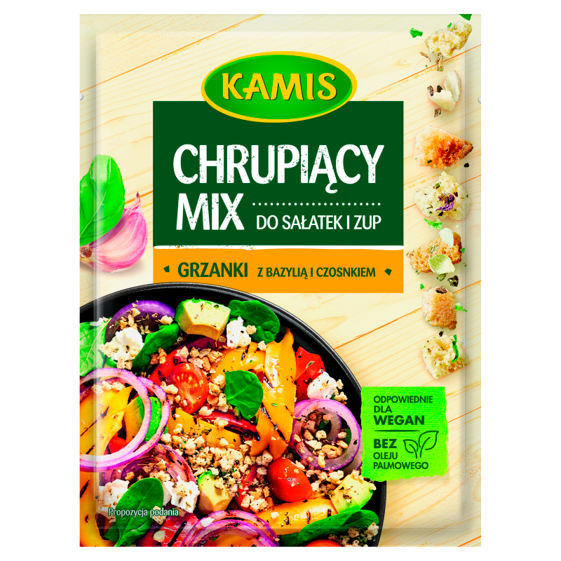 Grzanki z bazylią i czosnkiem do sałatek i zup (chrupiący mix)