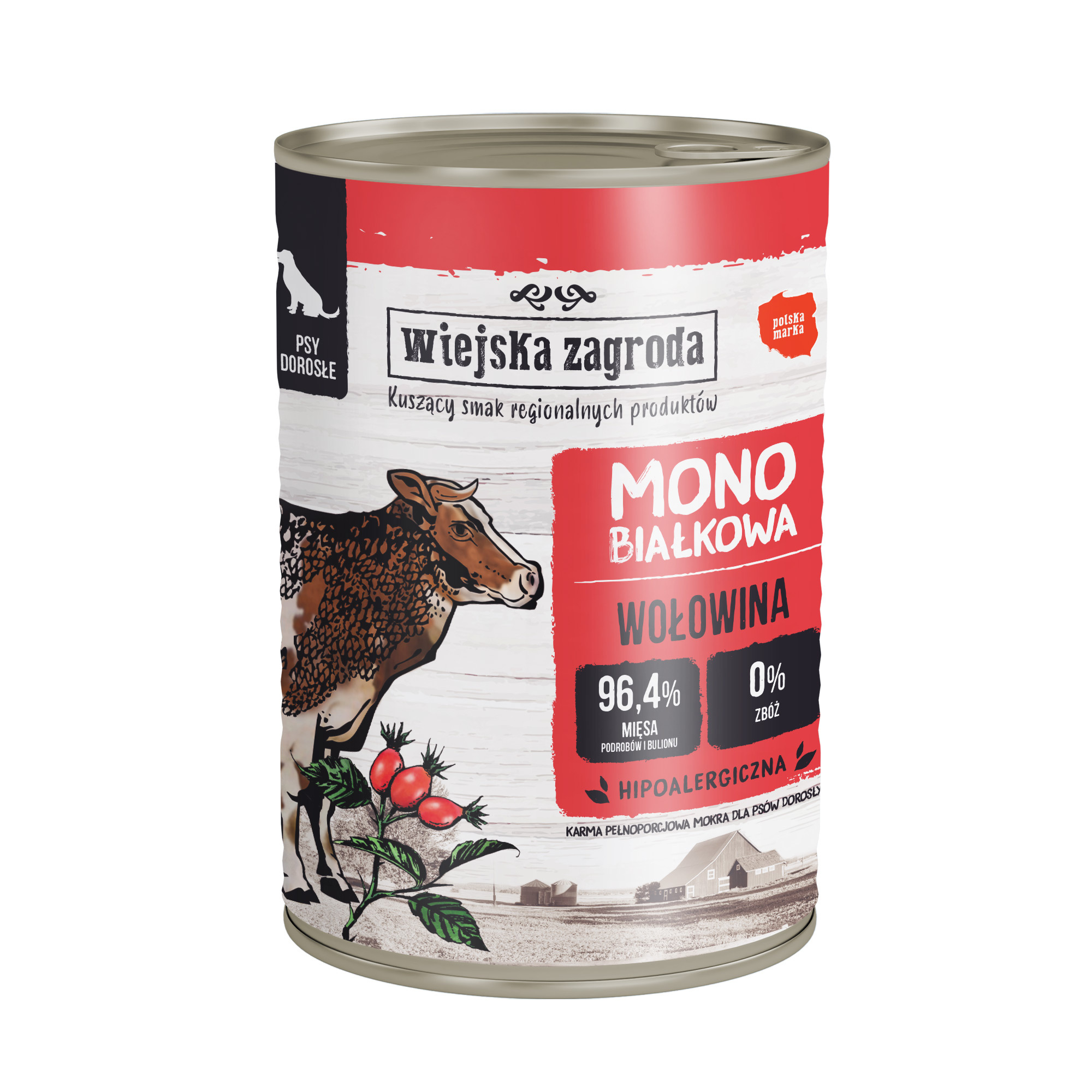 Mokry pokarm monobiałkowy dla dorosłych psów z wołowiną puszka