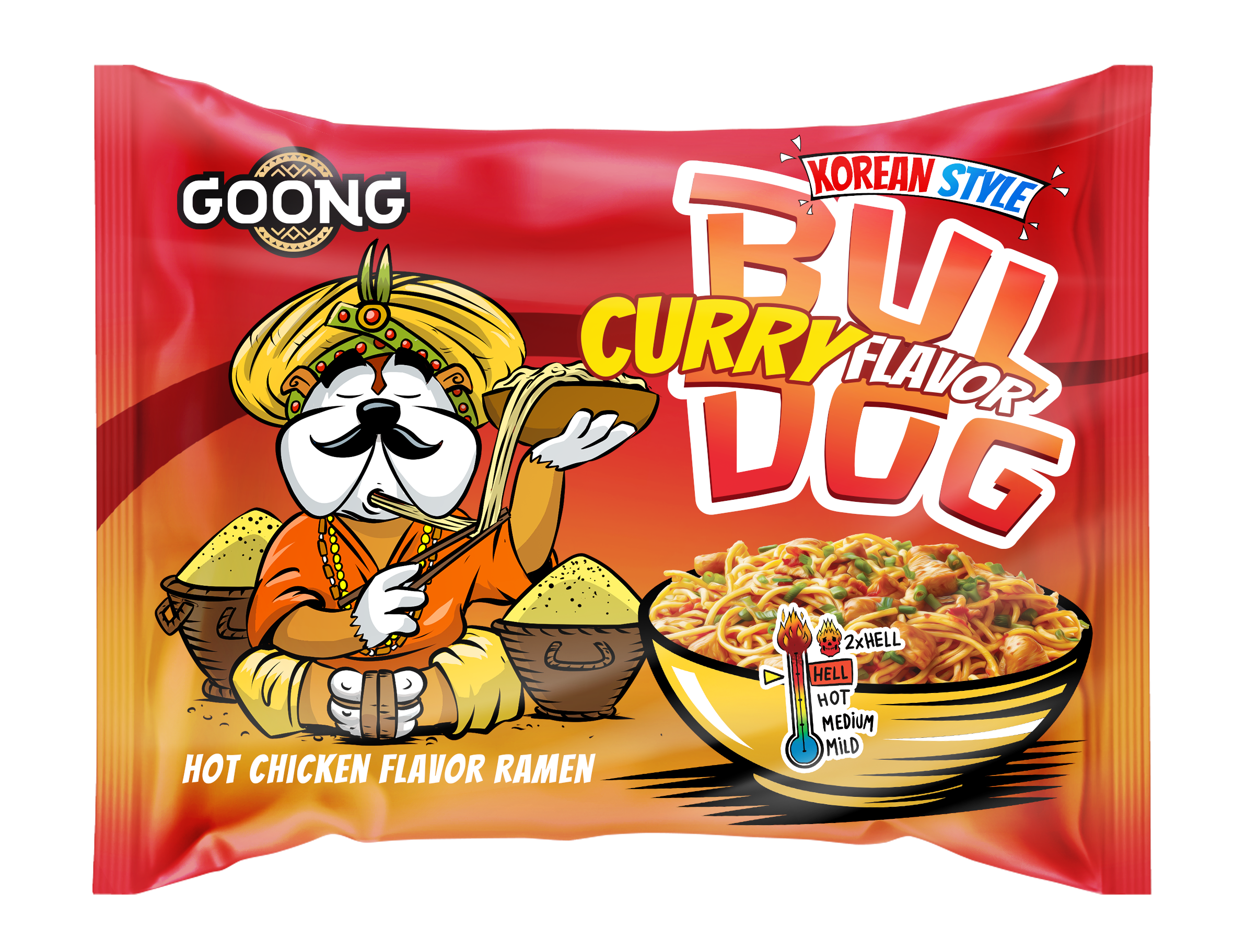 Makaron Ramen o smaku ostrego kurczaka (curry) - instant