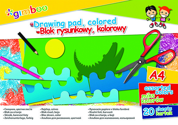 Blok rysunkowy A4 20 kart. 70gsm mix kolorów