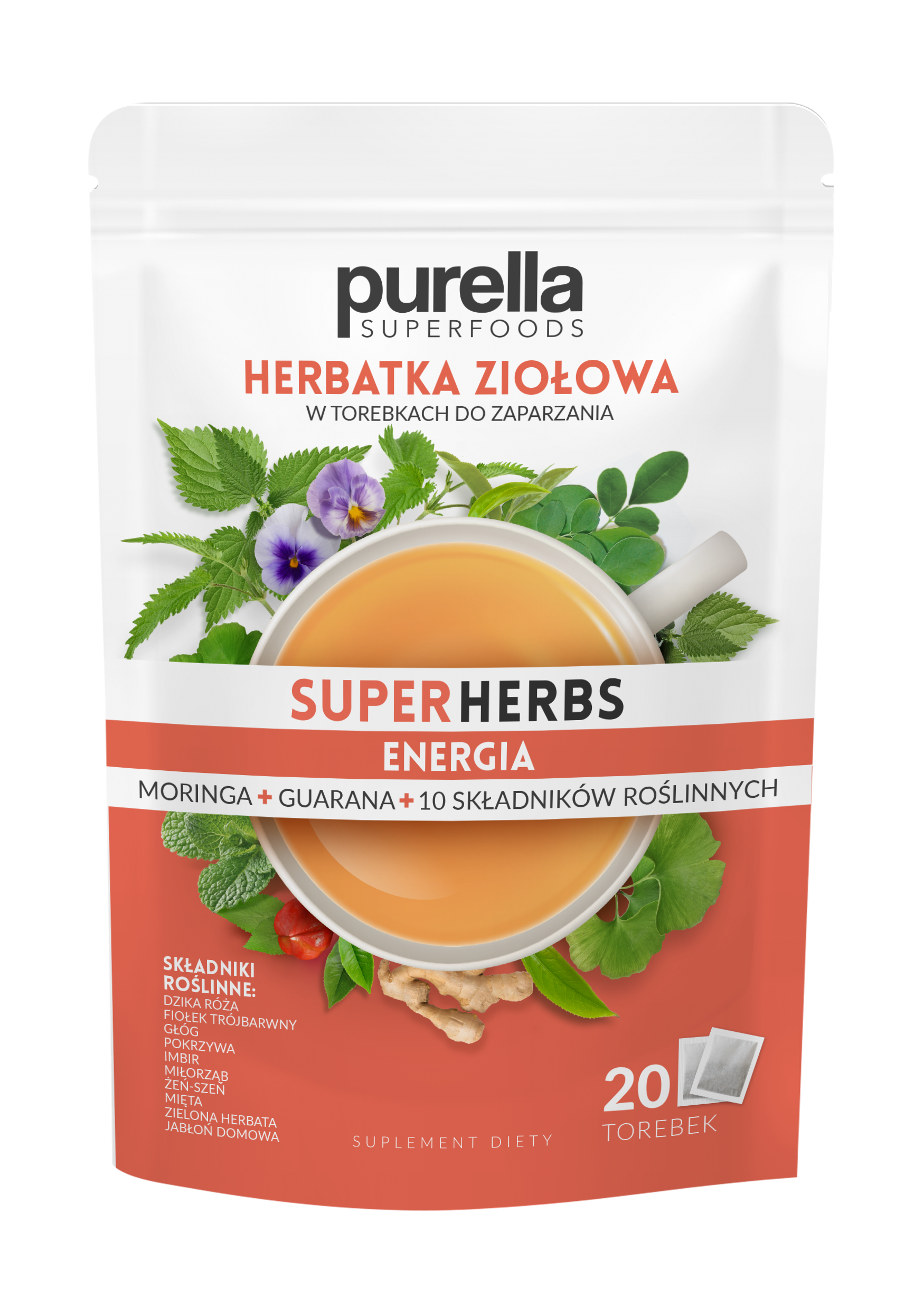 Herbatka ziołowa ENERGIA z moringą i guaraną (20 torebek ex.)