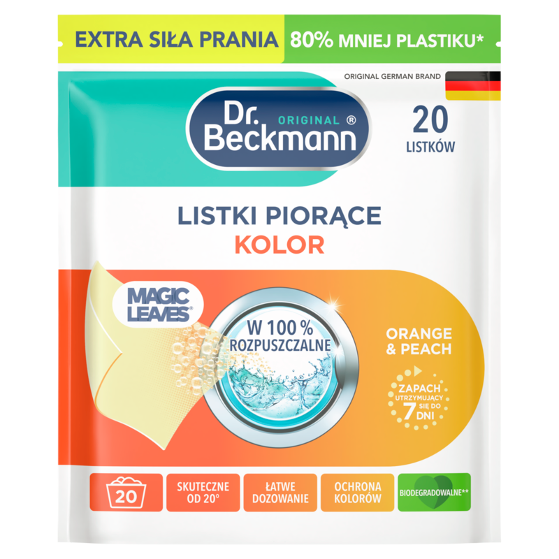 Listki piorące do tkanin kolorowych Orange&Peach 20 szt.