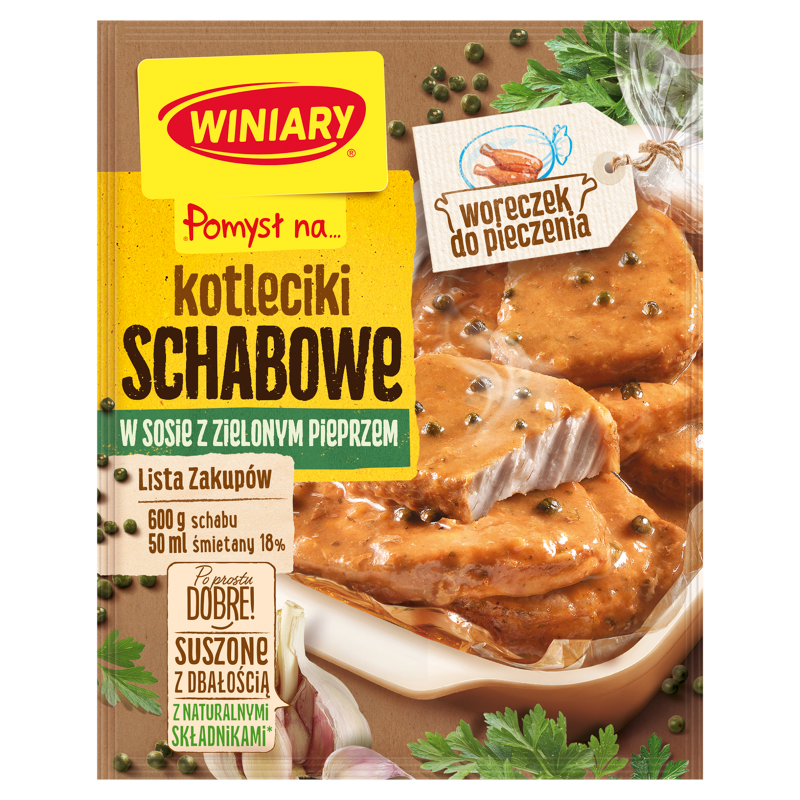 Kotleciki schabowe w sosie z zielonym pieprzem + WORECZEK DO PIECZENIA