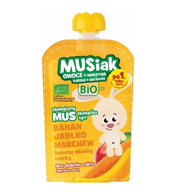 Mus owocowo-warzywny banan jabłko marchew po 1 roku życia BIO