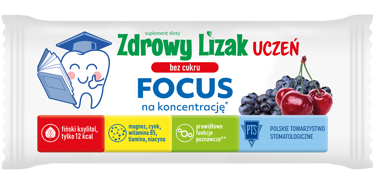 Lizak wiśniowo-jagodowy na koncentrację - suplement diety