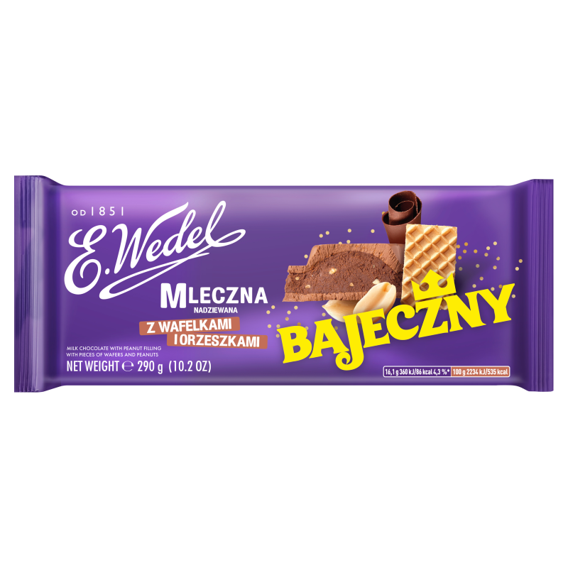 Czekolada mleczna nadziewana z wafelkami i orzeszkami