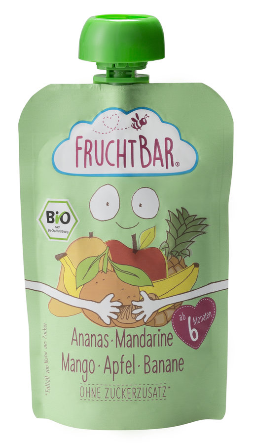 Mus ananas, mandarynka, mango, jabłko, banan po 6 miesiącu BIO
