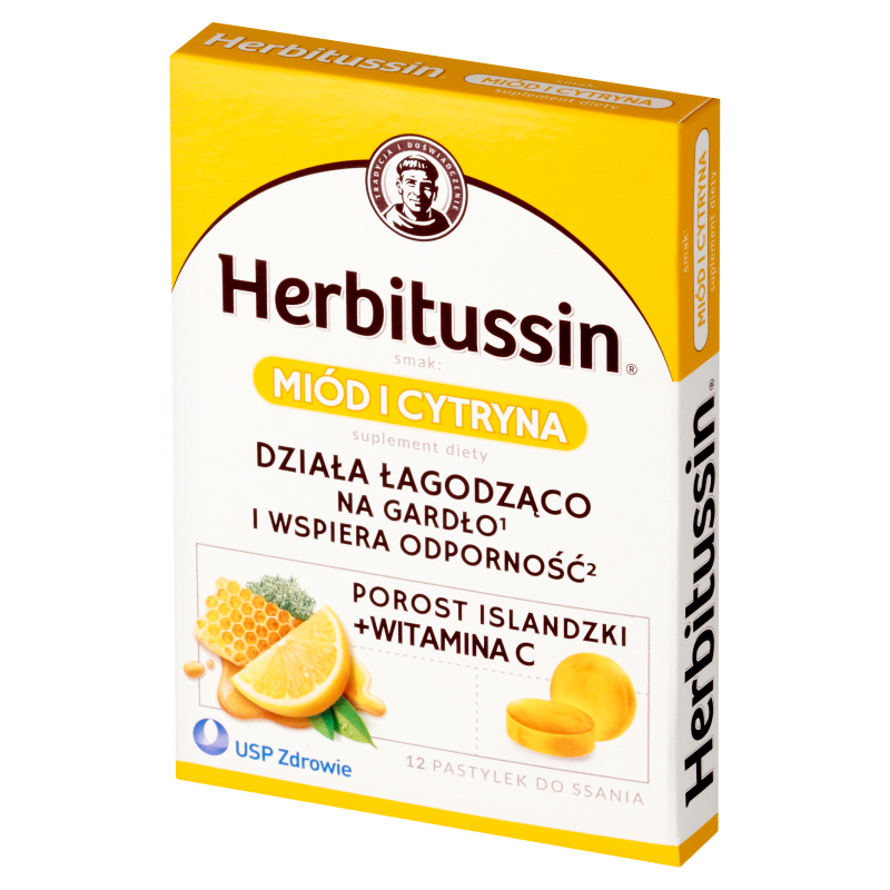 Pastylki do ssania na gardło o sm. miodu i cytryny (12 szt.) - suplement diety
