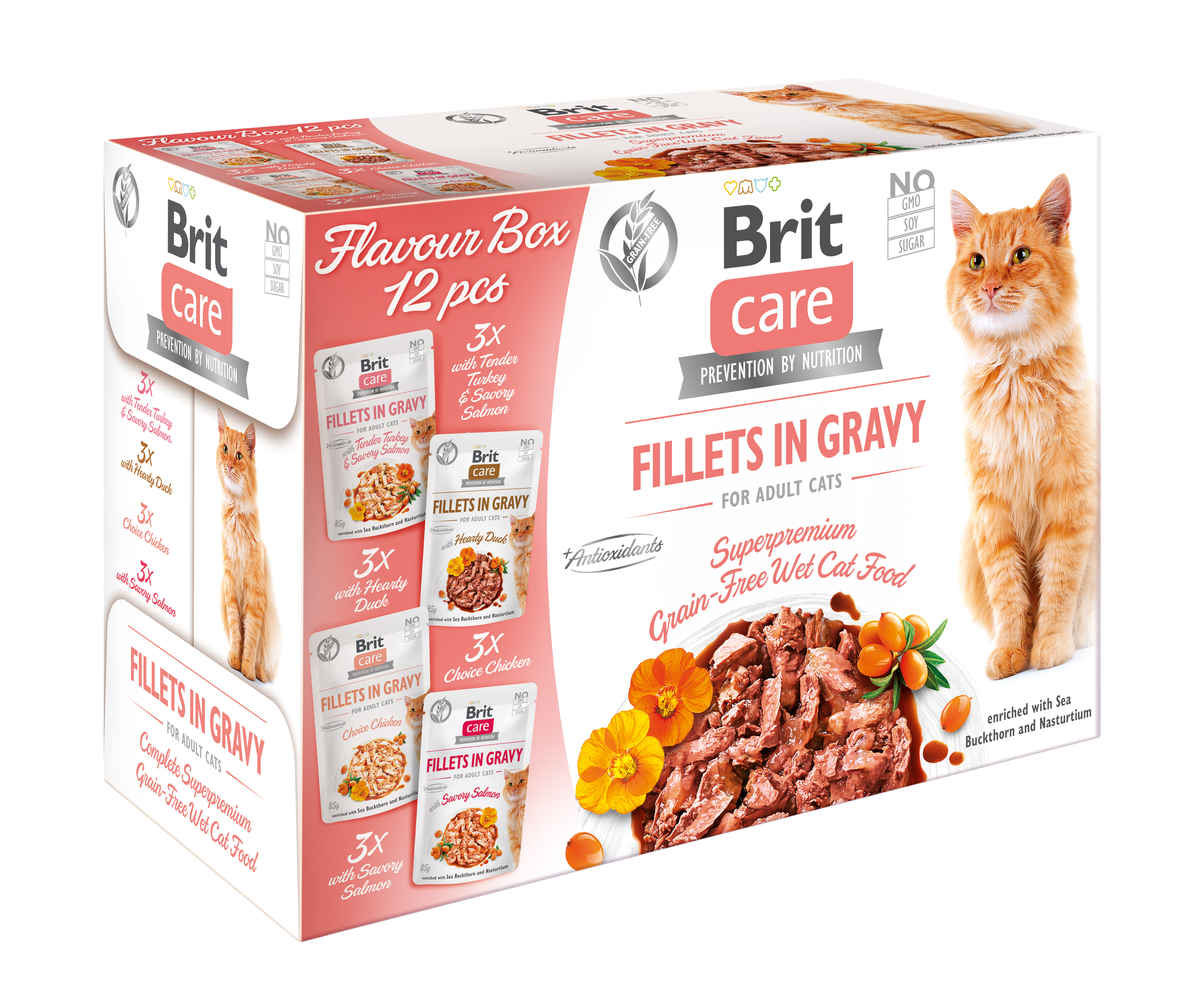 Mokra karma dla dorosłych kotów bezzbożowa mix smaków box 12x85g