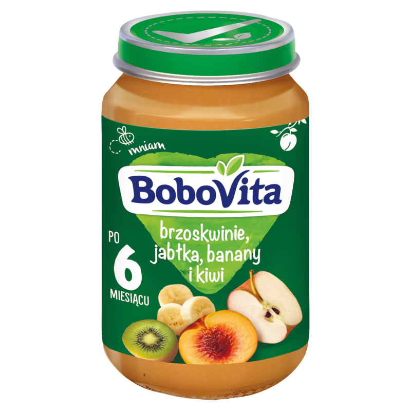Brzoskwinie, jabłka, banany i kiwi - po 6 miesiącu