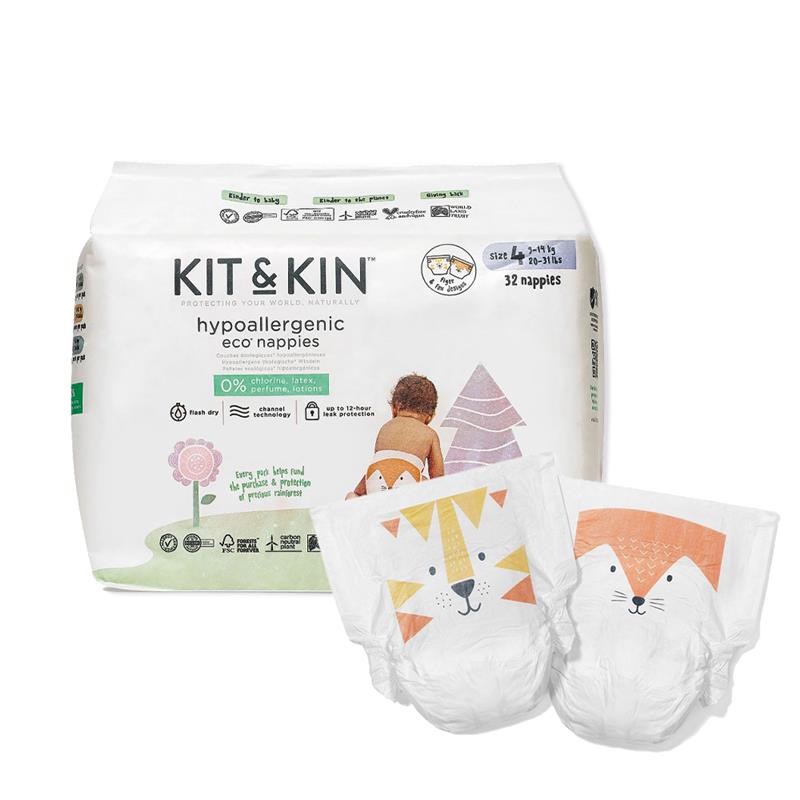 Biodegradowalne pieluszki jednorazowe Lisek/Tygrysek Rozmiar 4 (9-14 kg) 32 szt.