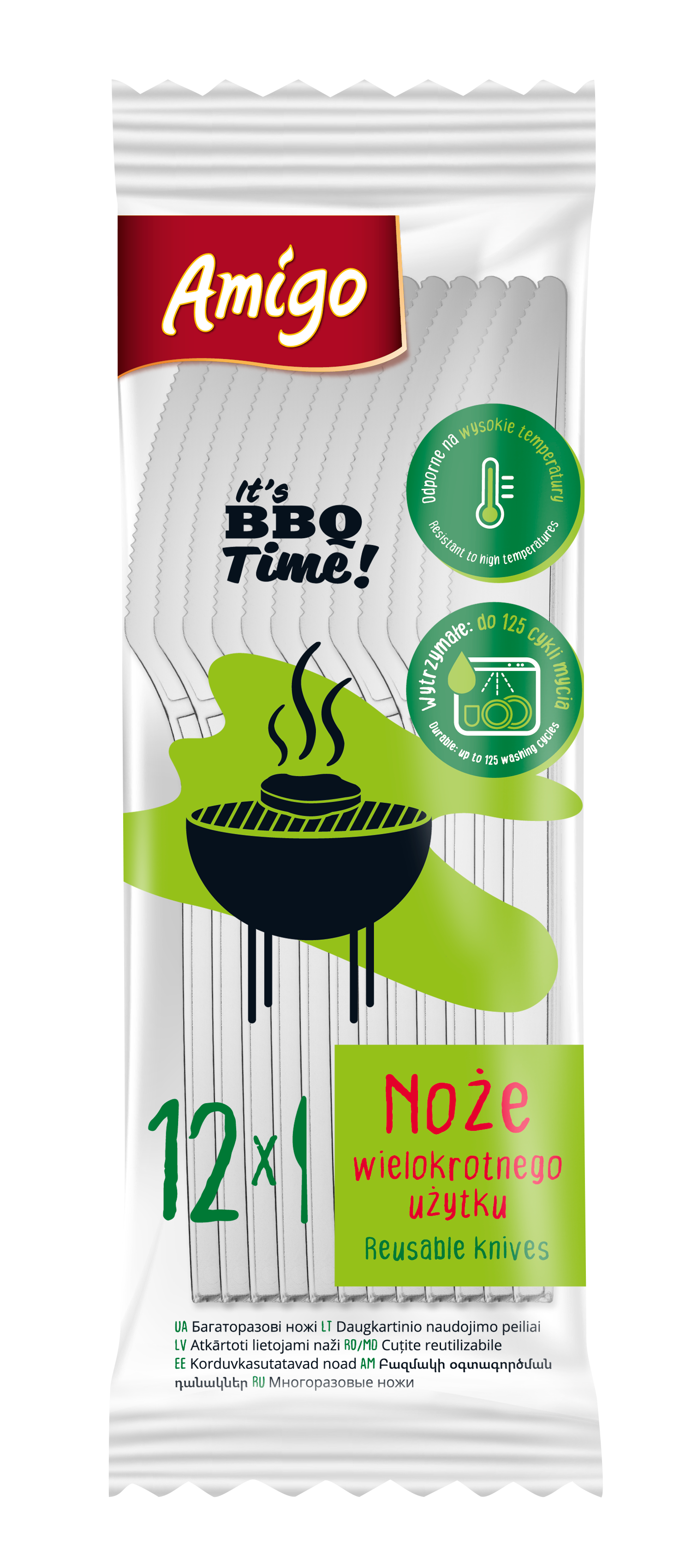 Noże wielokrotnego użytku 12 szt.