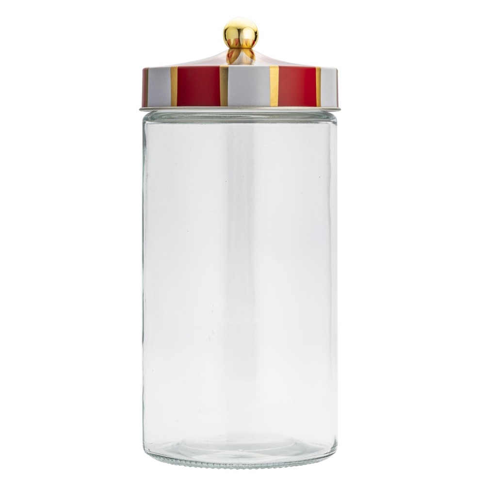Słoik do przechowywania szklany z biało-czerwoną pokrywką 1700ml