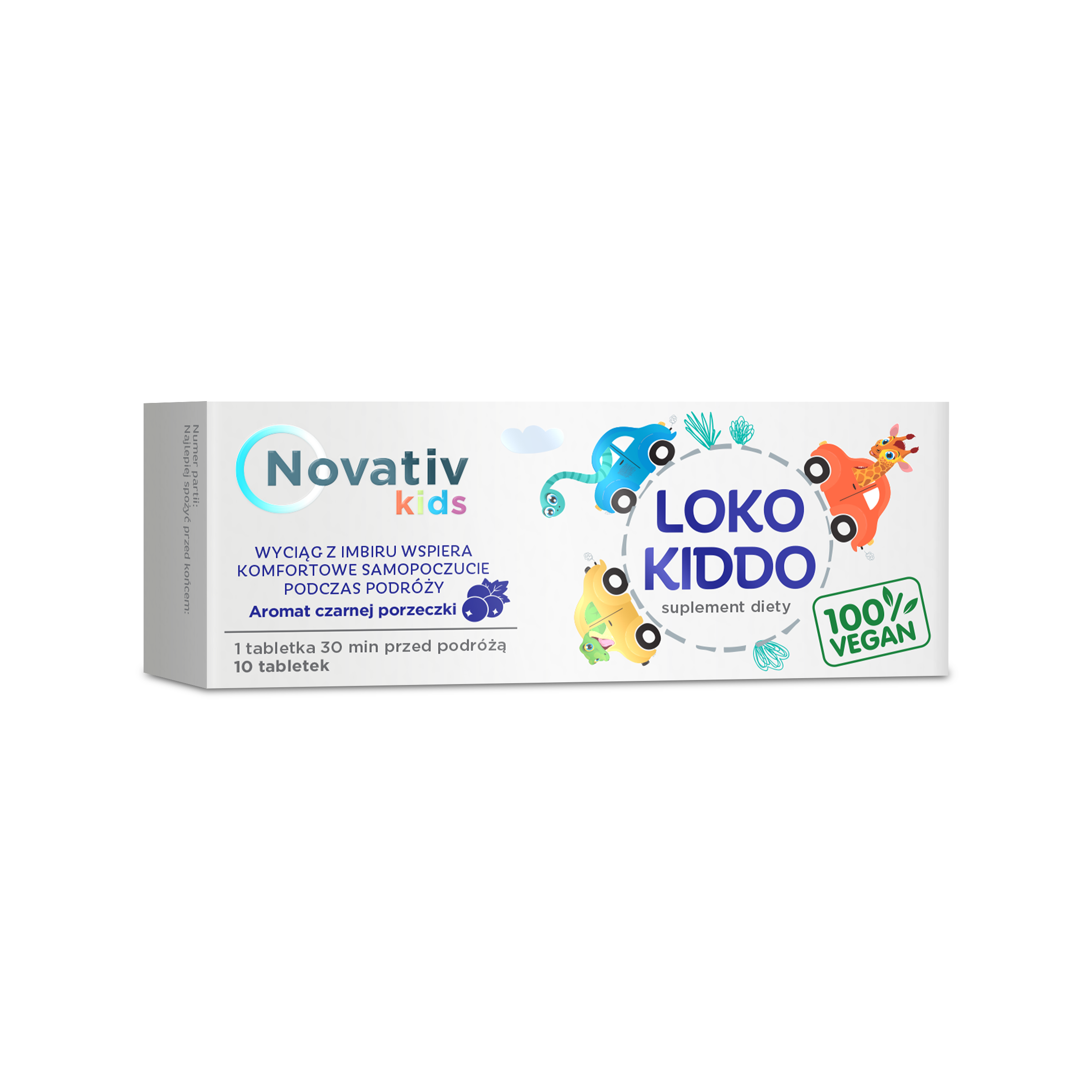 Loko Kiddo - suplement diety dla dzieci wspierający samopoczucie podczas podróży (10 tabl.)