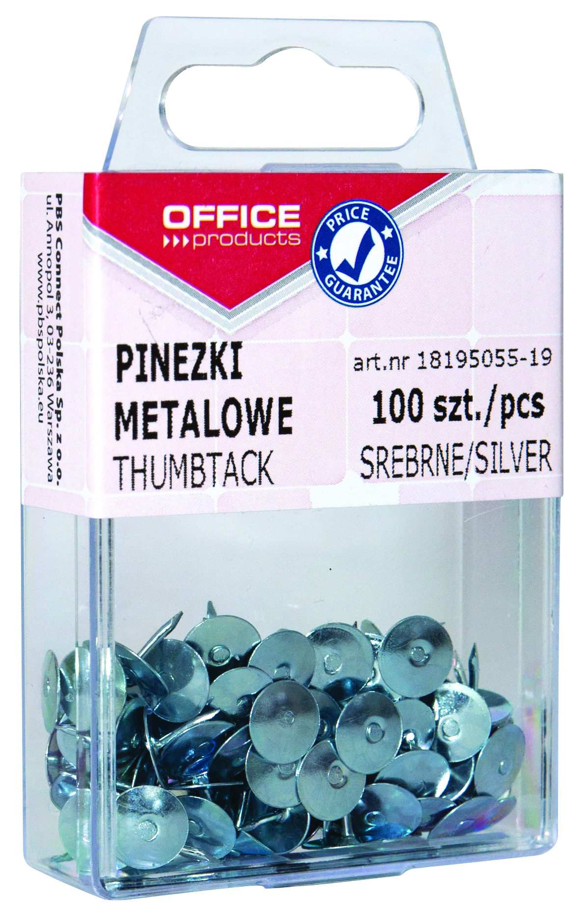 Pinezki metalowe 100szt srebrne