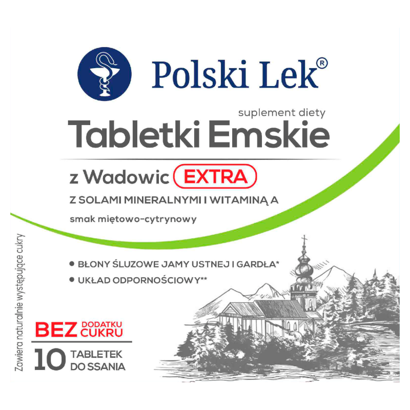 Tabletki Emskie z Wadowic o sm. miętowo-cytrynowym - suplement diety (10 tabl.)