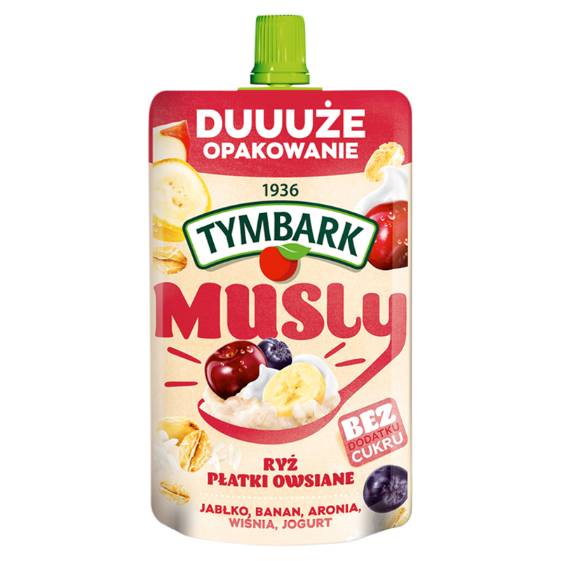 Musly płatki owsiane + ryż + jabłko banan aronia wiśnia