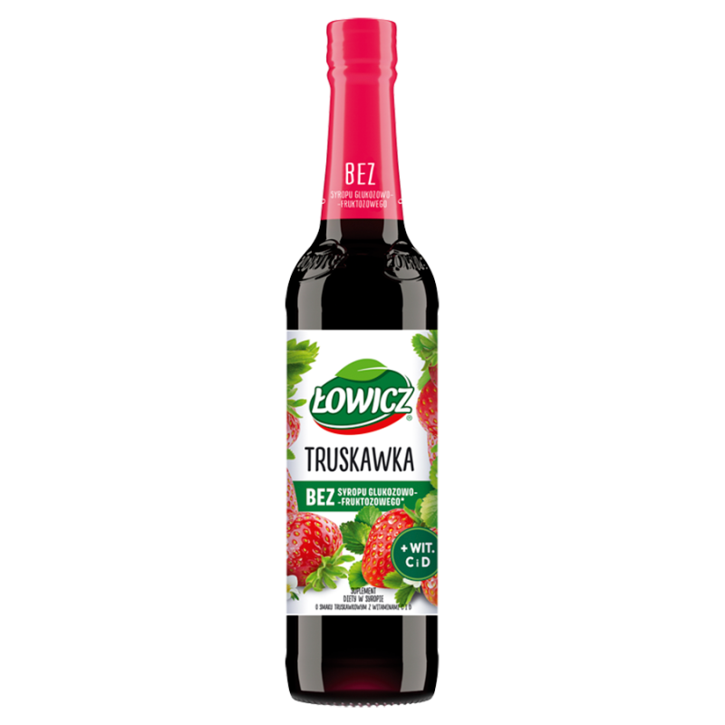 Syrop o smaku truskawkowym