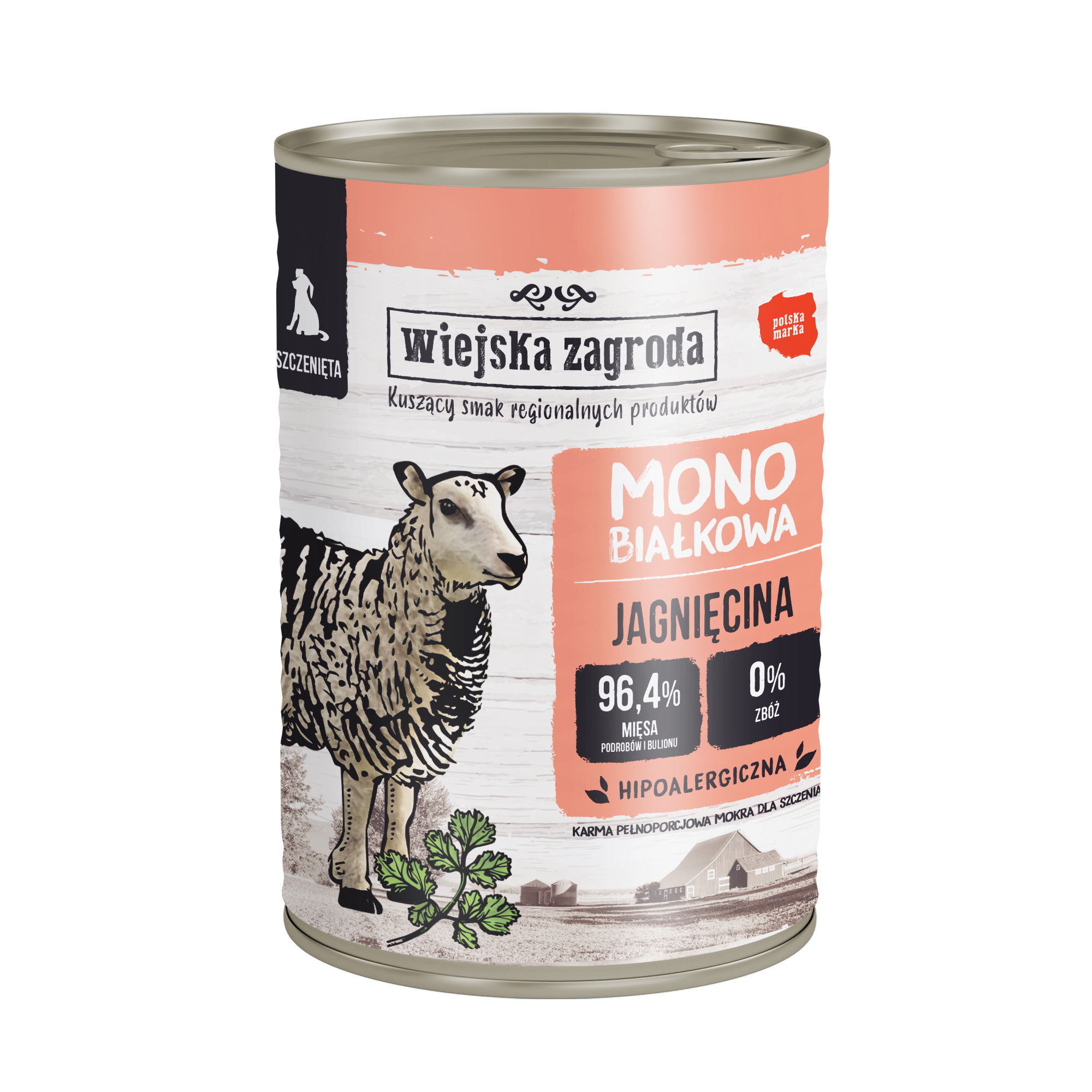 Mokry pokarm monobiałkowy dla szczeniąt z jagnięciną puszka