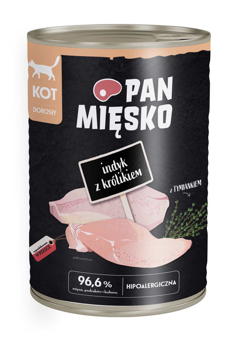 Mokry pokarm dla dorosłych kotów z indykiem i królikiem