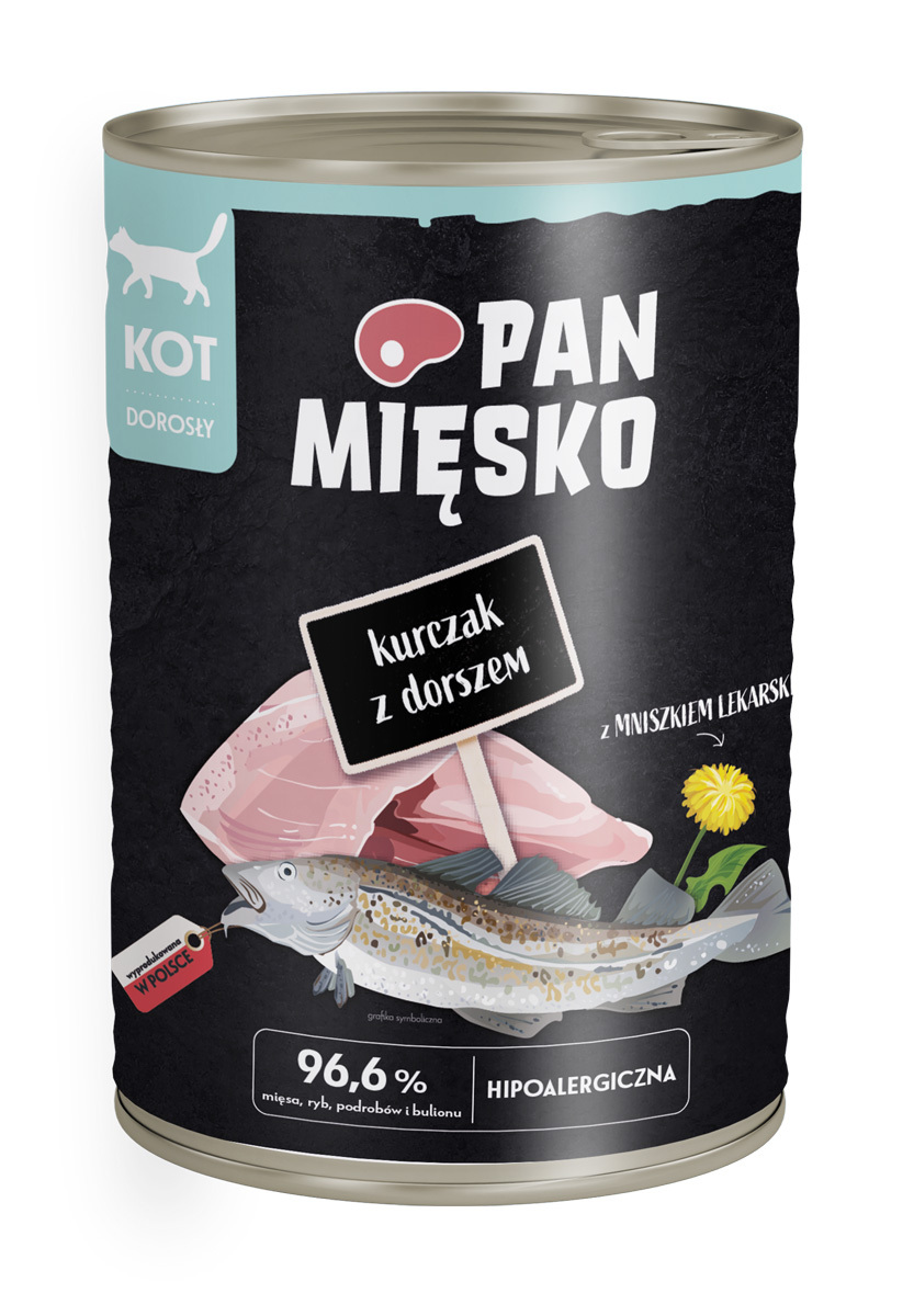 Mokry pokarm dla dorosłych kotów z kurczakiem i dorszem
