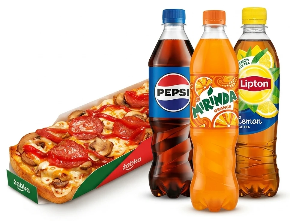Zapiekanka + Napój 0,5l: Pepsi, Mirinda lub Lipton