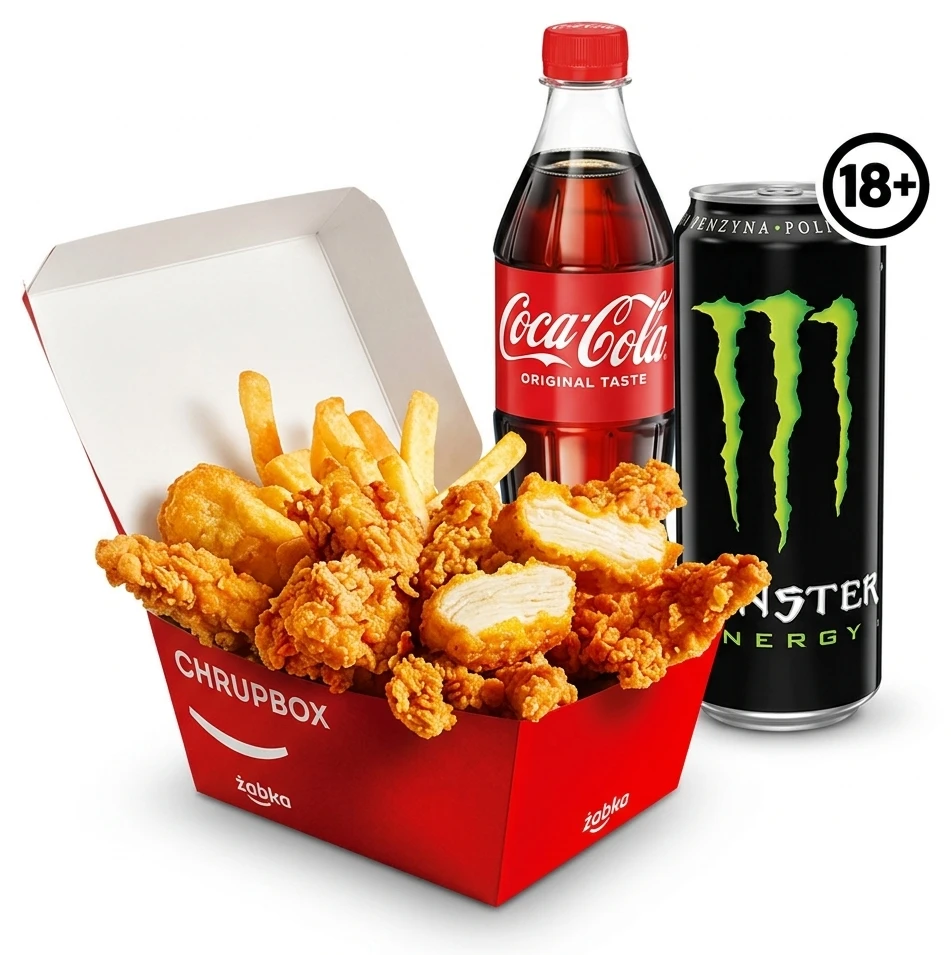 Chrupbox + Napój 0,5 l: Coca-Cola, Fanta, Sprite lub Monster Energy