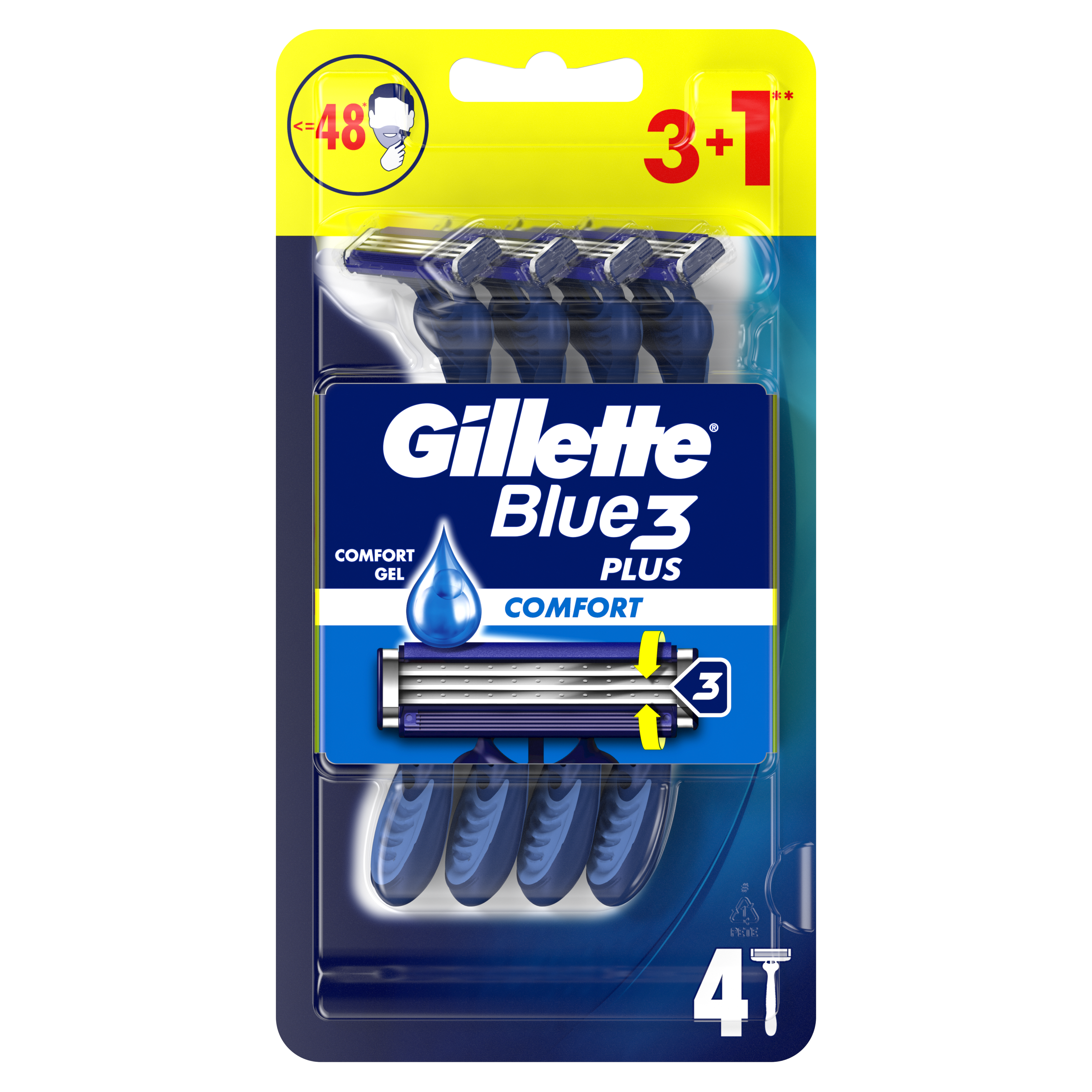 Gillette Blue3 Plus Comfort Maszynki Jednorazowe Dla Mężczyzn 4 Szt.