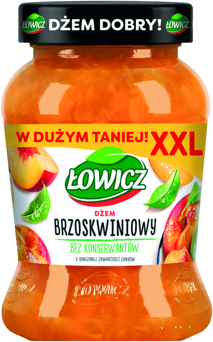 Łowicz Dżem Brzoskwiniowy O Obniżonej Zawartości Cukrów 450 G