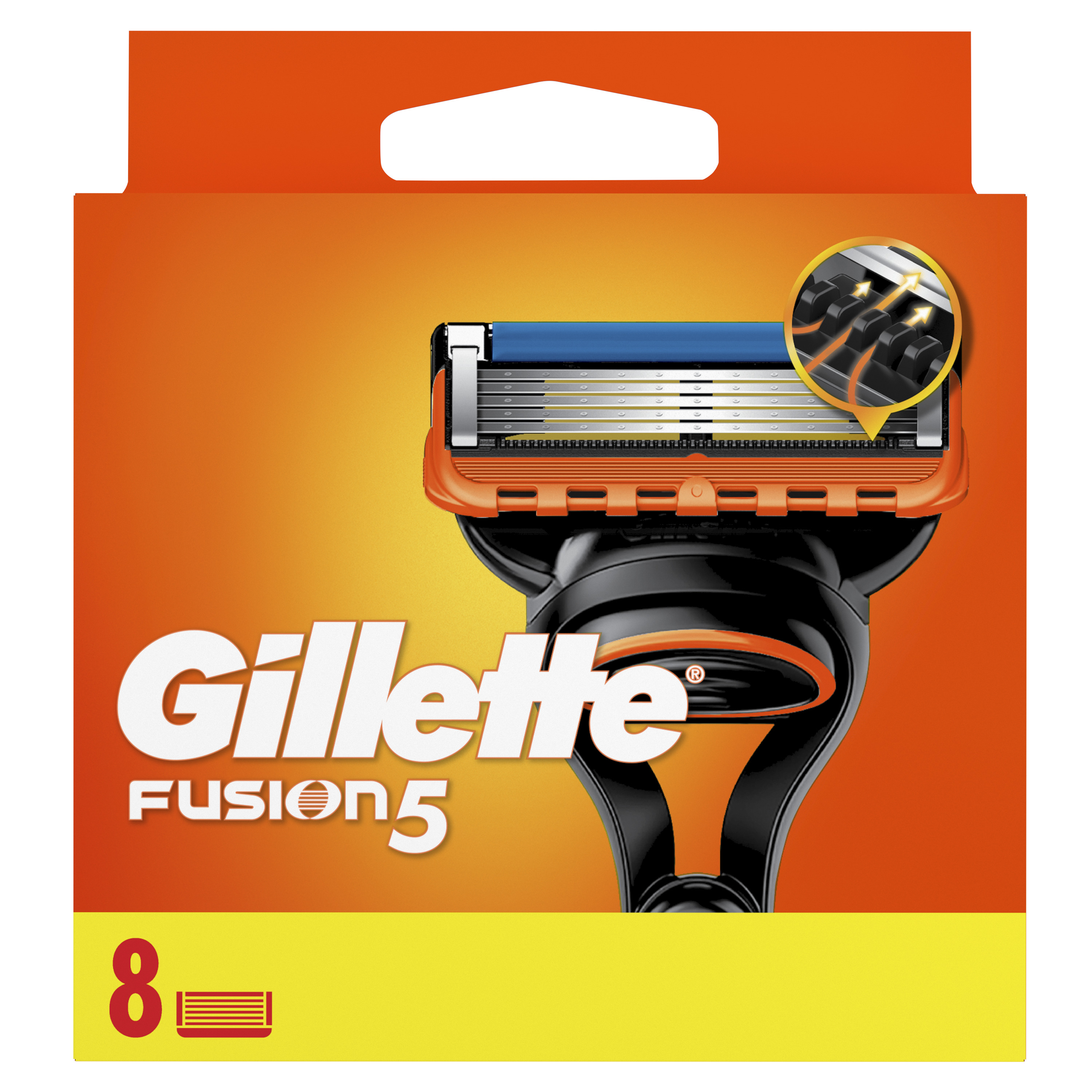 Gillette Fusion5, Wkłady Wymienne Do Maszynki Do Golenia Z 5 Ostrzami I Precyzyjnym Trymerem , 8 Sztuk