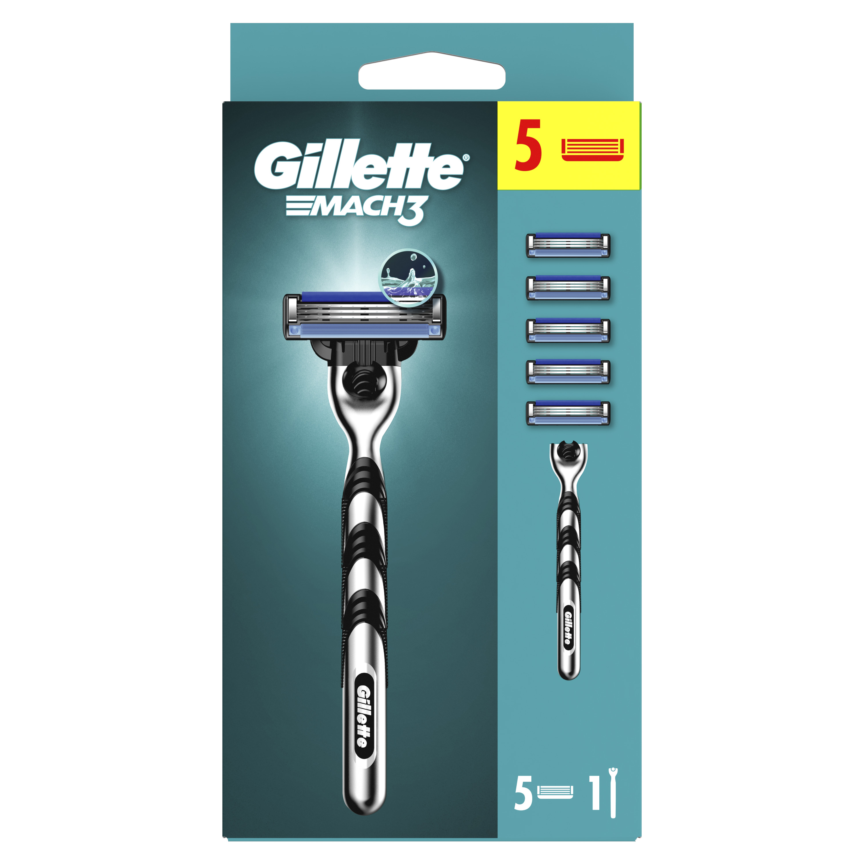 Gillette Mach3 Maszynka Do Golenia Dla Mężczyzn + 5 Ostrzy Wymiennych
