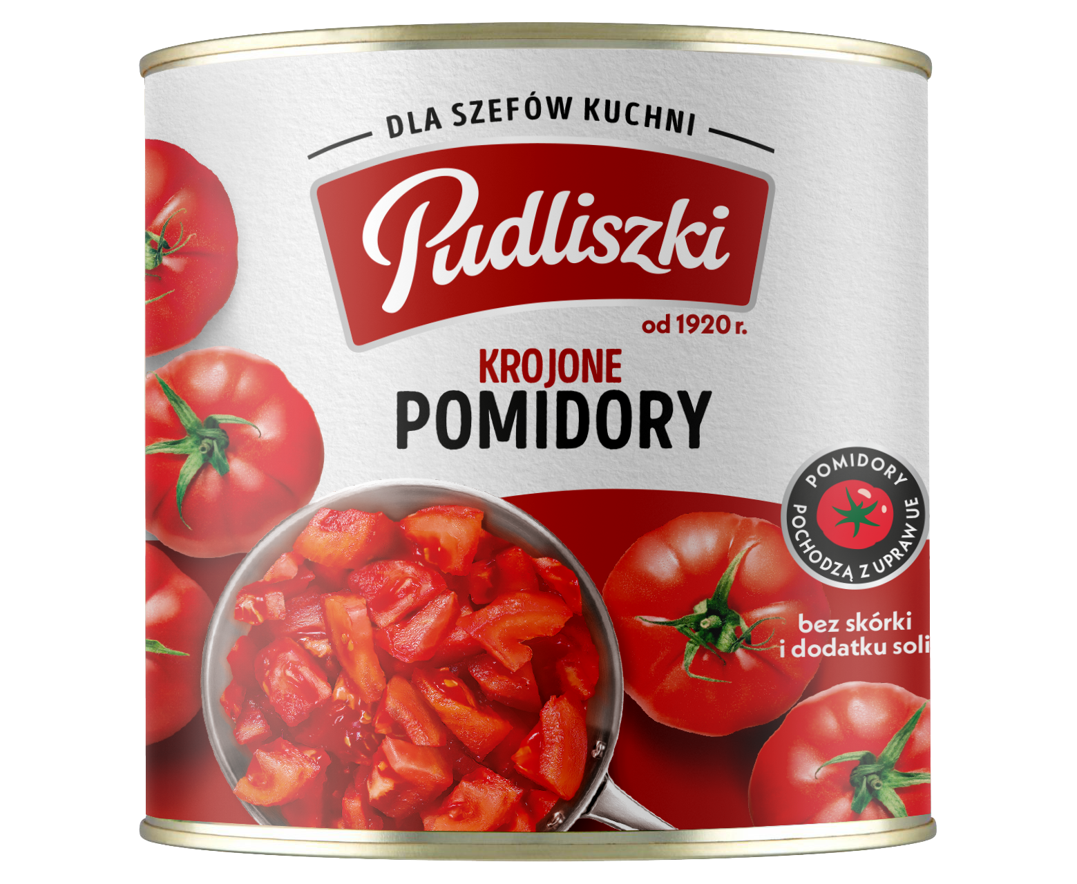 Pudliszki Pomidory Krojone Bez Skórki W Soku Pomidorowym 2,52Kg