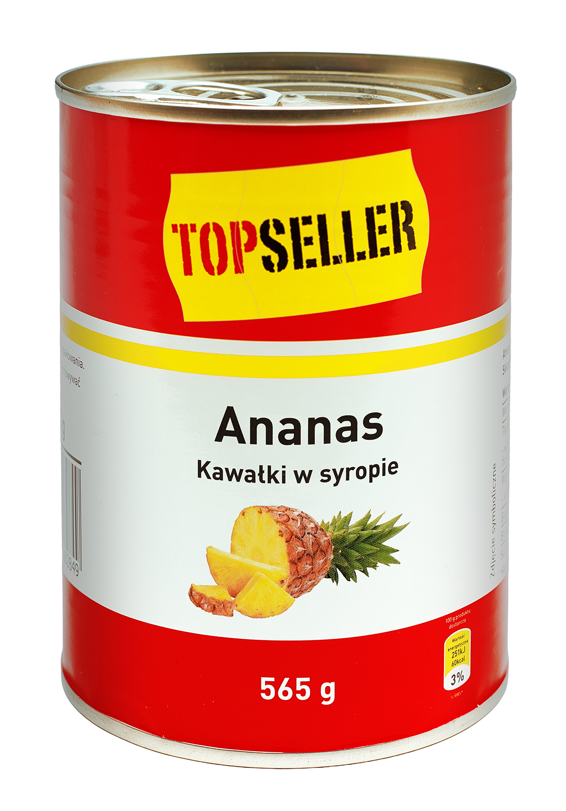 Topseller Ananas Kawałki W Lekkim Syropie 565G