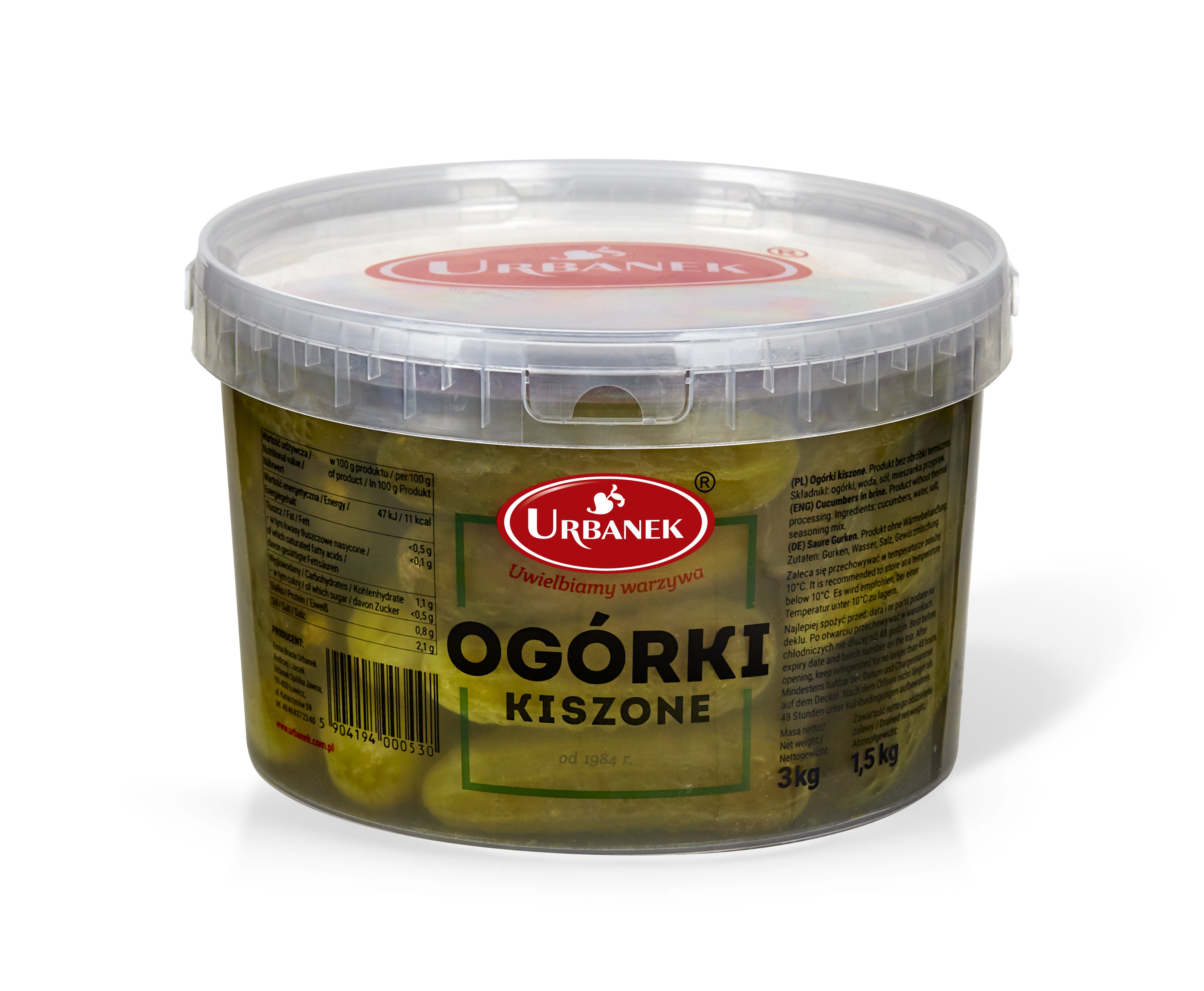 Ogórki Kiszone Polska 3Kg Urbanek