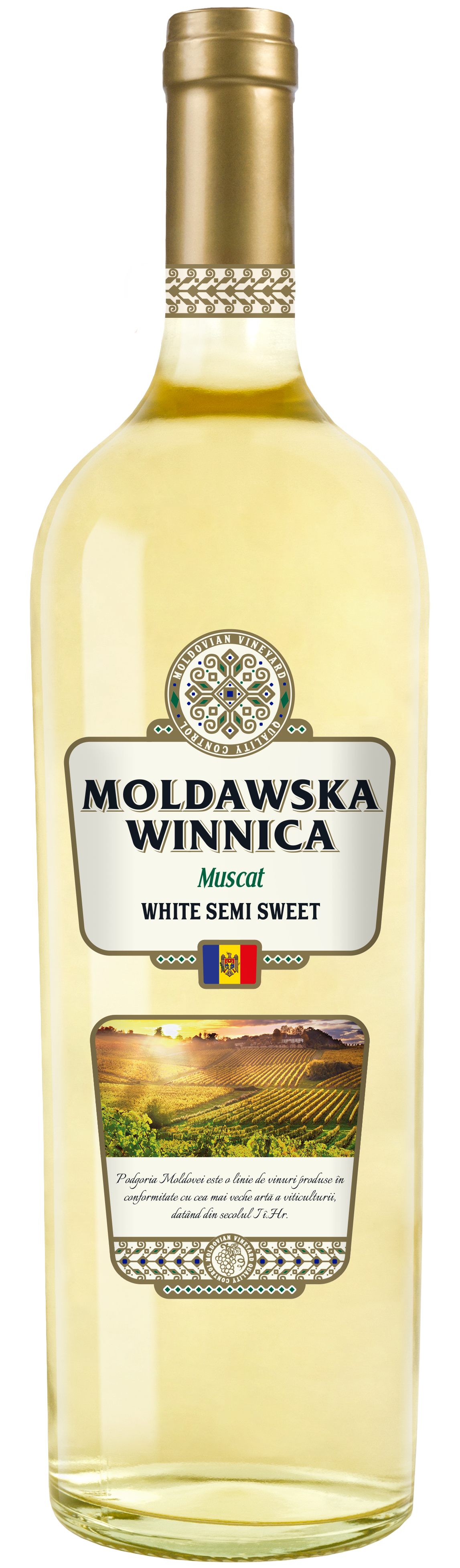 Mołdawska Winnica Muscat Wino Białe Półsłodkie 0,75 L