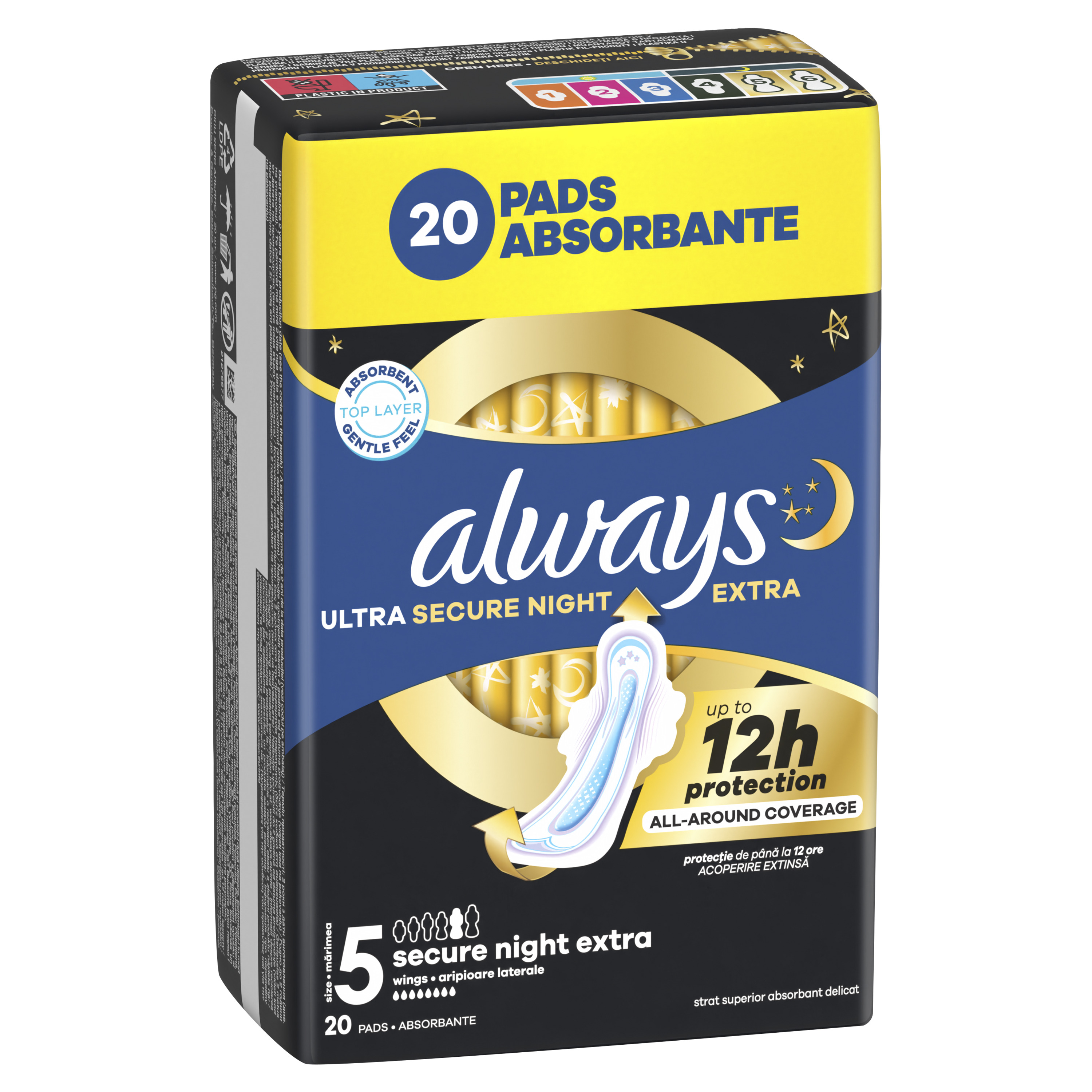 Always Podpaski Ultra Secure Night Extra, Podpaski Ze Skrzydełkami, 20 Sztuk