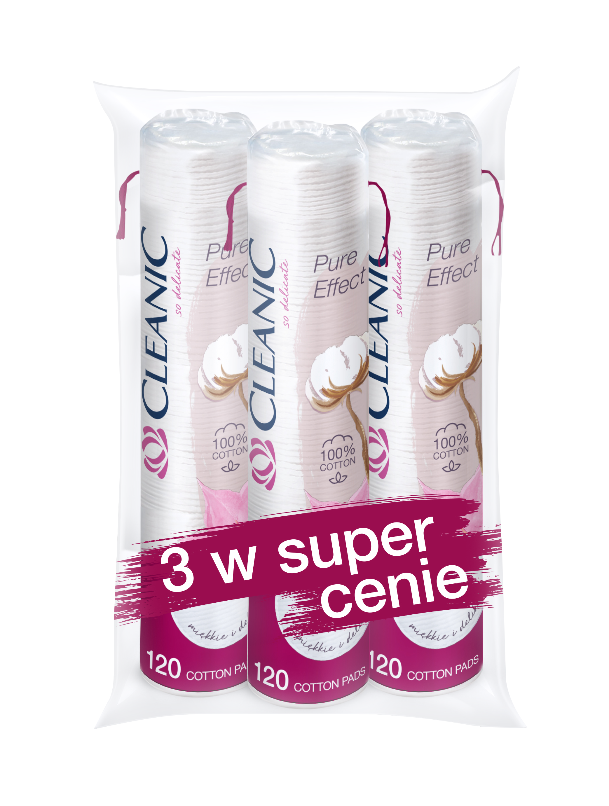 Cleanic Pure Effect Płatki Kosmetyczne 3 X 120 Szt.