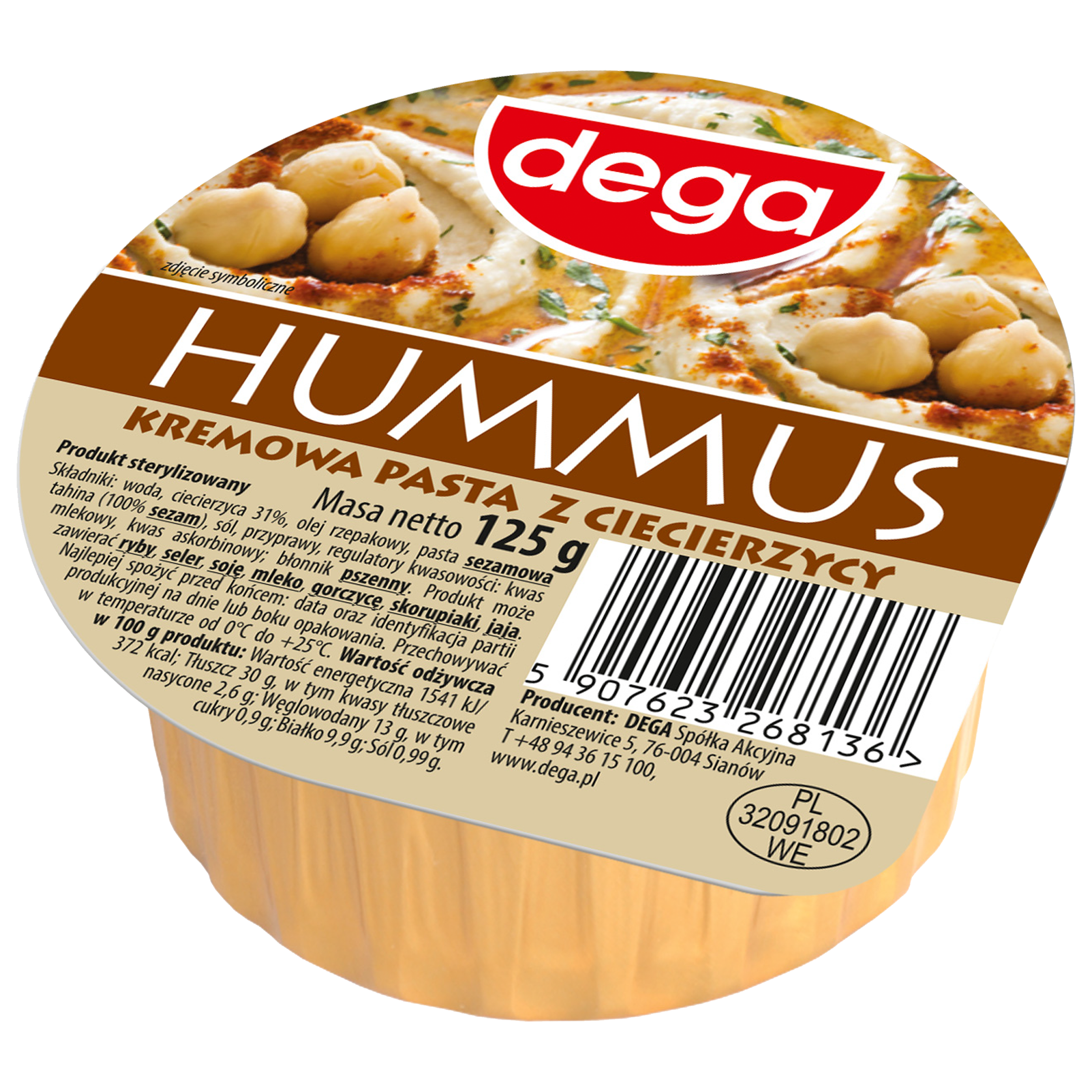 Dega Hummus Kremowa Pasta Z Ciecierzycy 125G