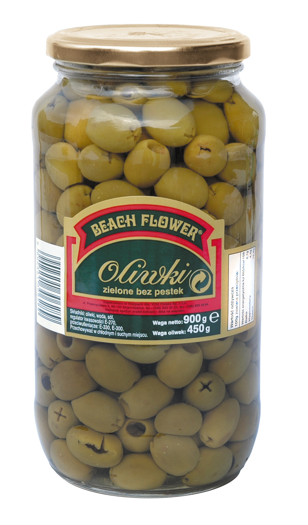 Beach Flower Oliwki Zielone Bez Pestki 900G