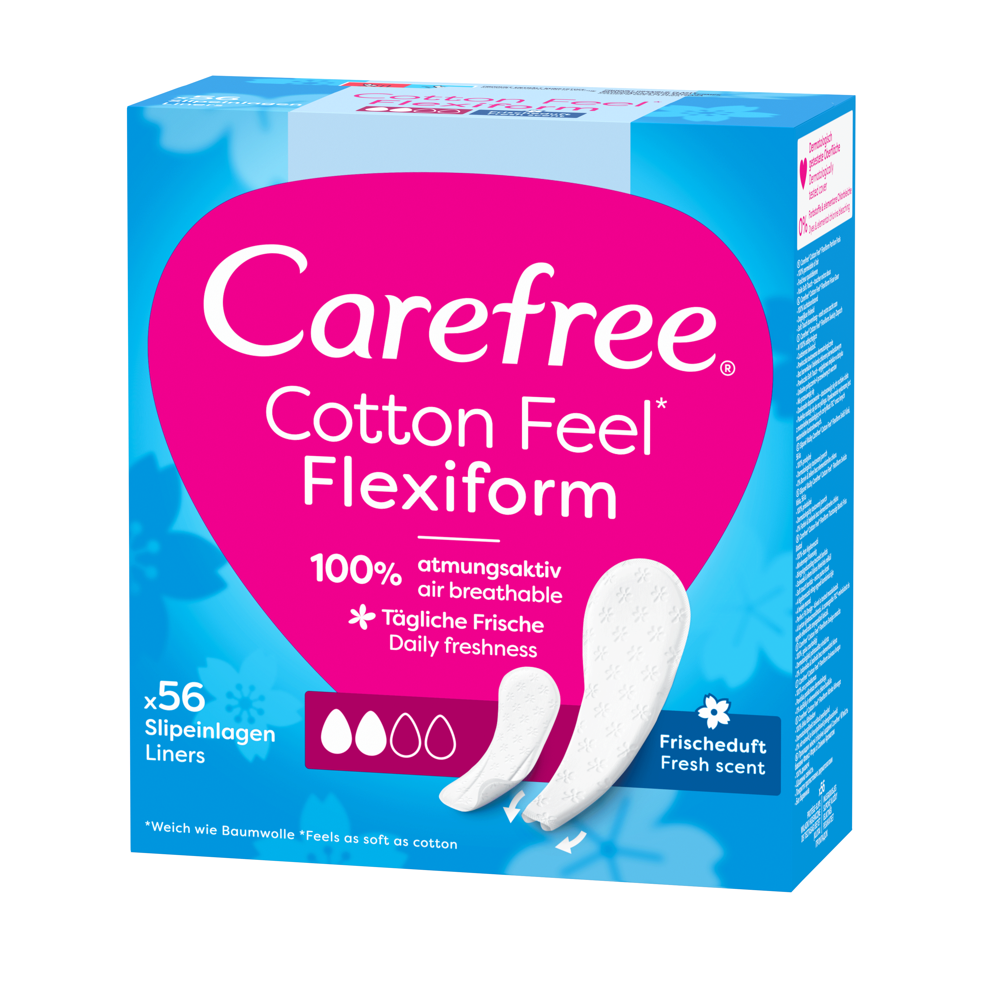 Carefree Cotton Flexiform, Wkładki Higieniczne 56 Szt.